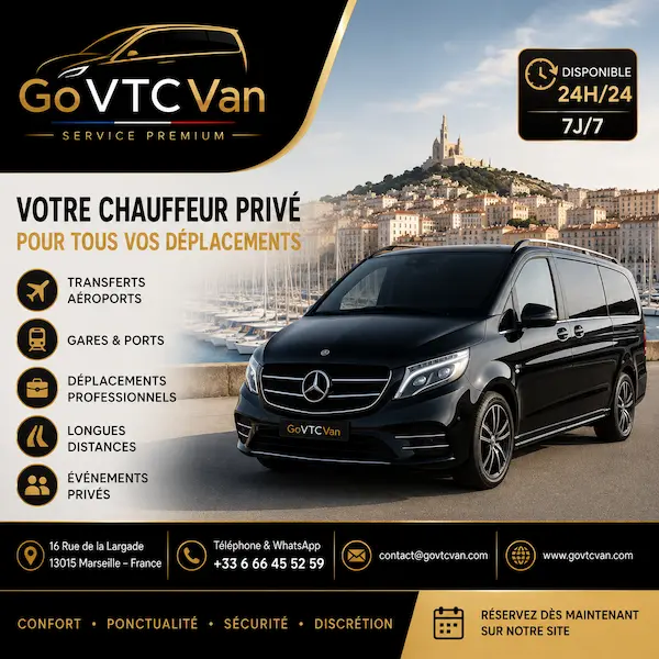 Transfert Marseille Van vers l’aéroport Marseille Provence avec chauffeur privé et bagages
